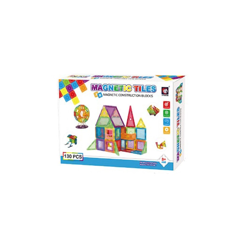 Set constructie magnetic 3d, diferite forme si culori, 130 piese MultiMark GlobalProd