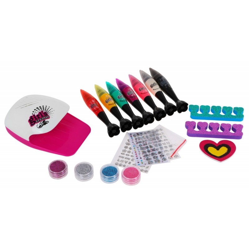 Kit pentru pictat si decorat unghiile, 7 markere, lampa, alimentare baterii, multicolor, 6+ MultiMark GlobalProd