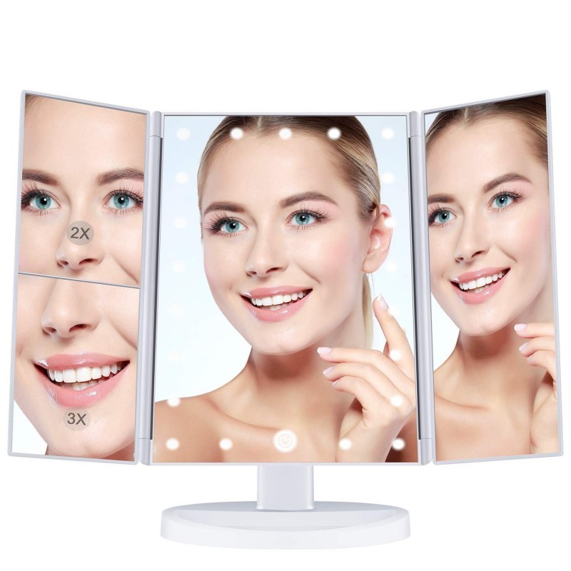Oglinda cosmetica extensibila, 22 led-uri, zoom 2x 3x, buton touch, usb, alb MultiMark GlobalProd