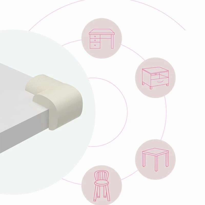 Protectie colturi mobila si muchii, set 10 accesorii spuma, 5.5x3.8 cm culoare alb MultiMark GlobalProd