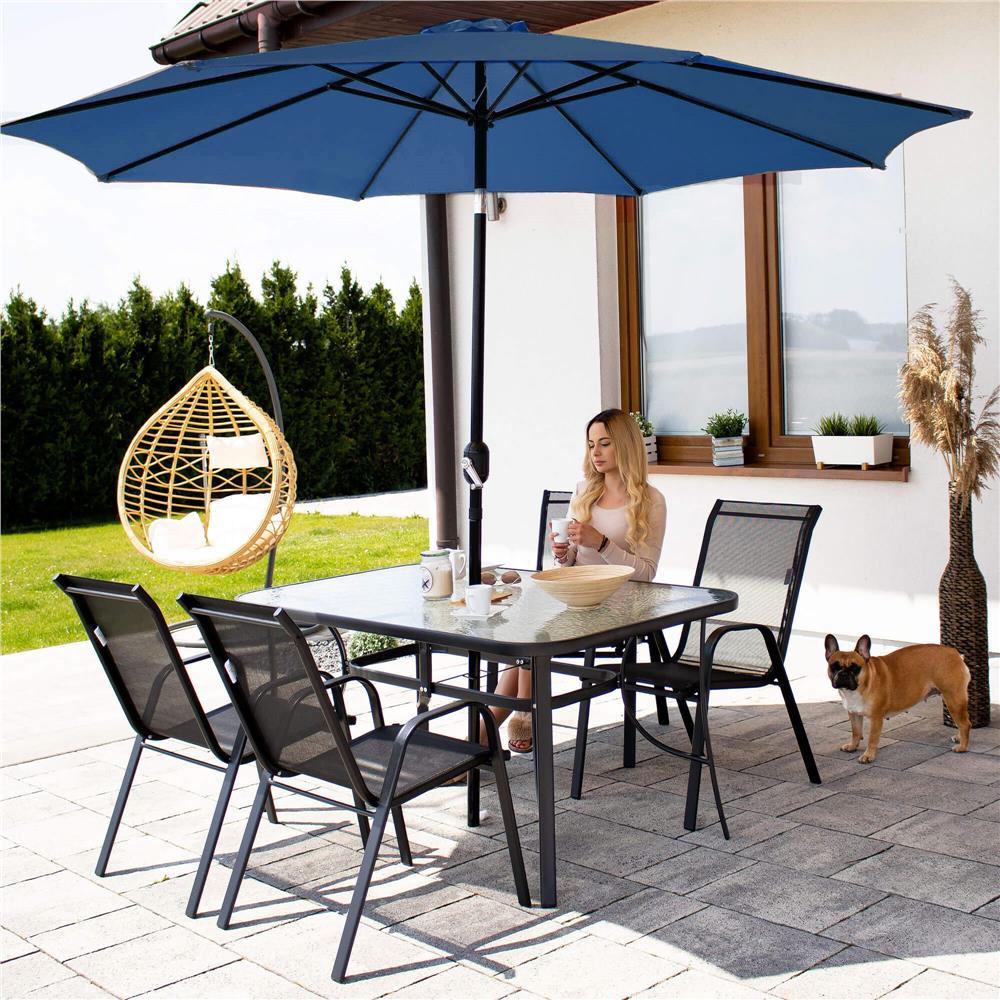 Umbrela terasa gradina, cu manivela si inclinare, diametru 300cm, Albastru Household NewTrend