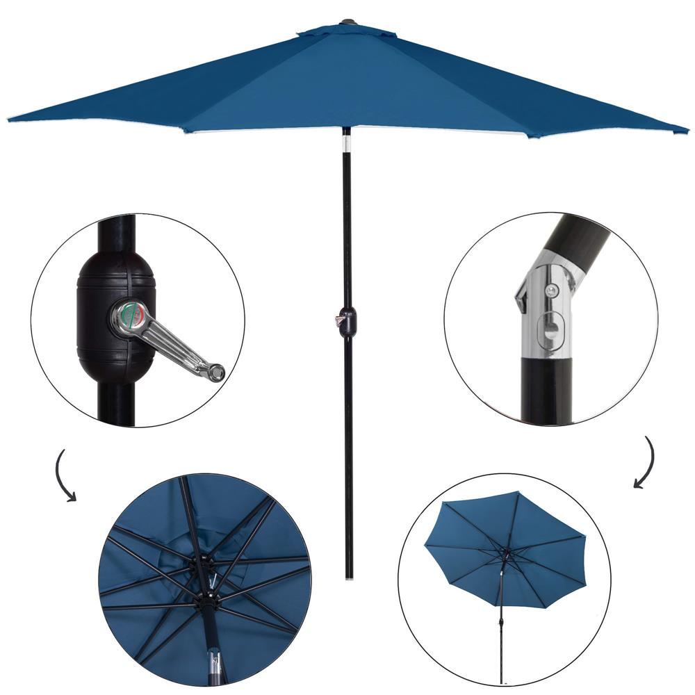 Umbrela terasa gradina, cu manivela si inclinare, diametru 300cm, Albastru Household NewTrend