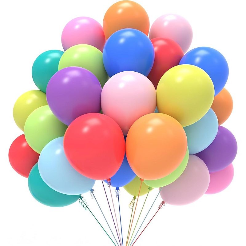 Set 100 baloane petrecere, material latex, forma ovala 30 cm culoare multicolor MultiMark GlobalProd