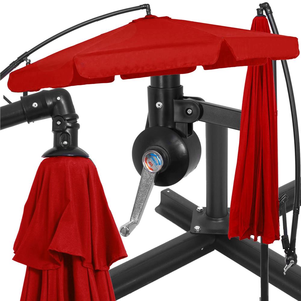 Umbrela de gradina cu brat lateral banana, cu husa, 300cm, rosu Household NewTrend