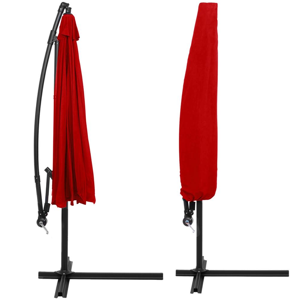 Umbrela de gradina cu brat lateral banana, cu husa, 300cm, rosu Household NewTrend