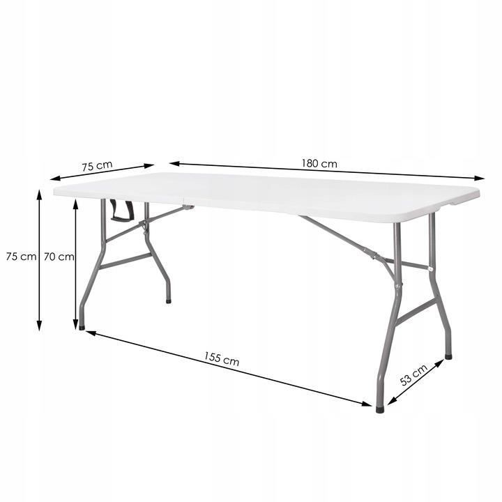 Masa pliabila pentru camping sau gradina, tip valiza, 180x75x75 cm, cadru otel, alba MultiMark GlobalProd