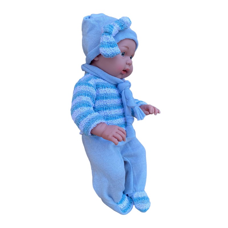 Papusa bebelus, aspect realistic, hainute incluse, caciula, inaltime 45 cm MultiMark GlobalProd