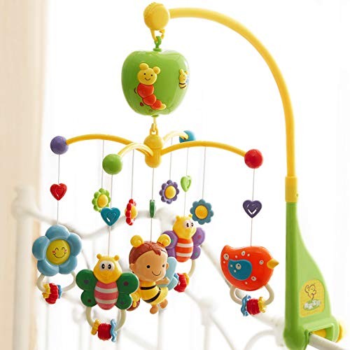 Carusel muzical pentru patut, rotativ, timer, 3 moduri muzicale, figurine albinute multicolor MultiMark GlobalProd