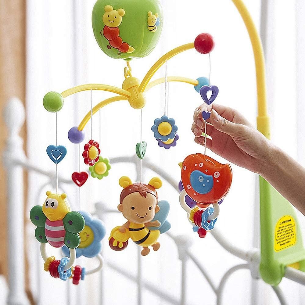 Carusel muzical pentru patut, rotativ, timer, 3 moduri muzicale, figurine albinute multicolor MultiMark GlobalProd