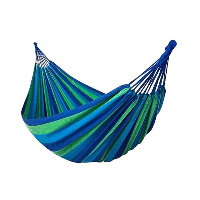 Hamac pentru 2 persoane, 150x200 cm, tija din lemn, maxim 200 kg, husa depozitare, verde/albastru MultiMark GlobalProd