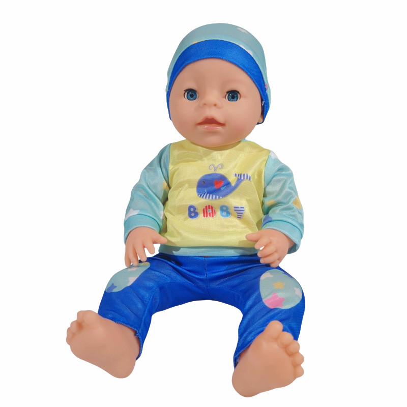 Papusa bebelus care face pipi, hainute baietel, inaltime 40 cm, olita, suzeta, sticluta, 3 ani+ MultiMark GlobalProd