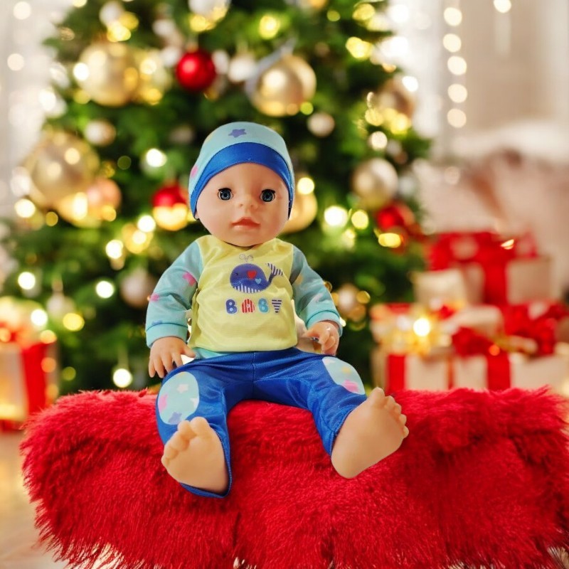 Papusa bebelus care face pipi, hainute baietel, inaltime 40 cm, olita, suzeta, sticluta, 3 ani+ MultiMark GlobalProd