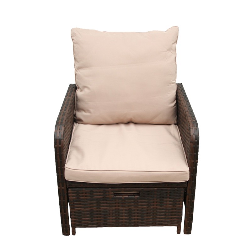 Set mobilier gradina, 2 fotolii si 2 tabureti otoman, masuta cafea, perne incluse, maro MultiMark GlobalProd