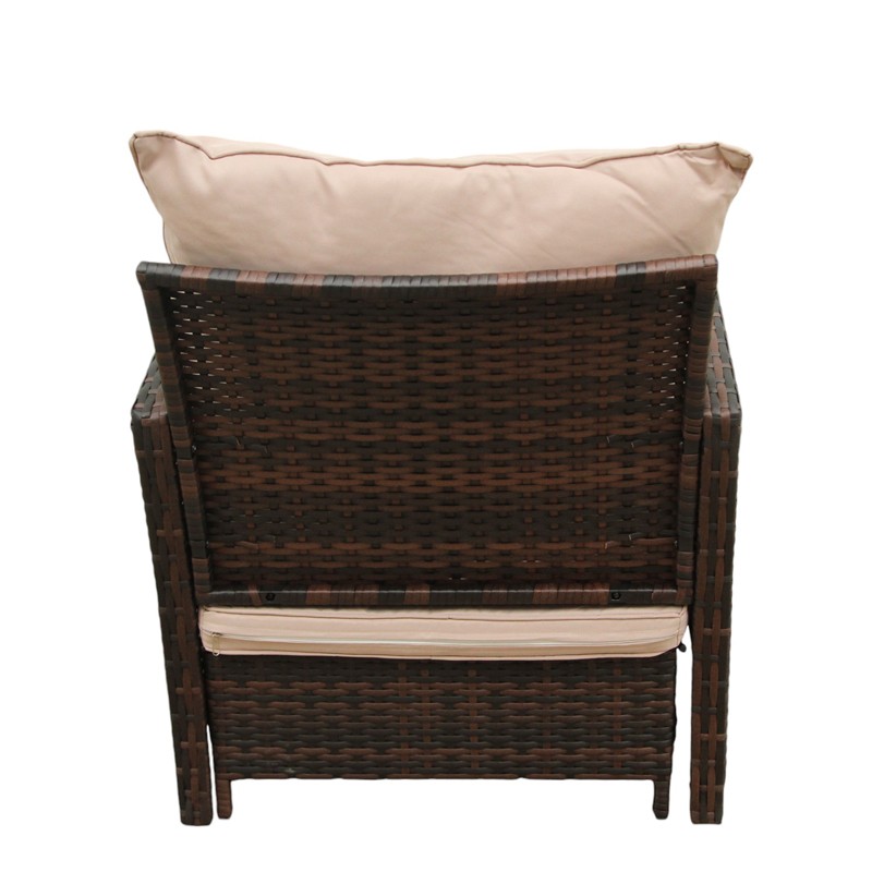 Set mobilier gradina, 2 fotolii si 2 tabureti otoman, masuta cafea, perne incluse, maro MultiMark GlobalProd