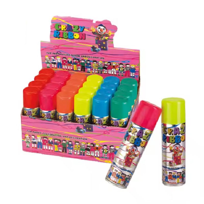 Spray confetti pentru petreceri, crazzy ribbon, diverse culori culoare verde MultiMark GlobalProd