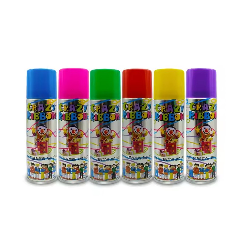 Spray confetti pentru petreceri, crazzy ribbon, diverse culori culoare verde MultiMark GlobalProd