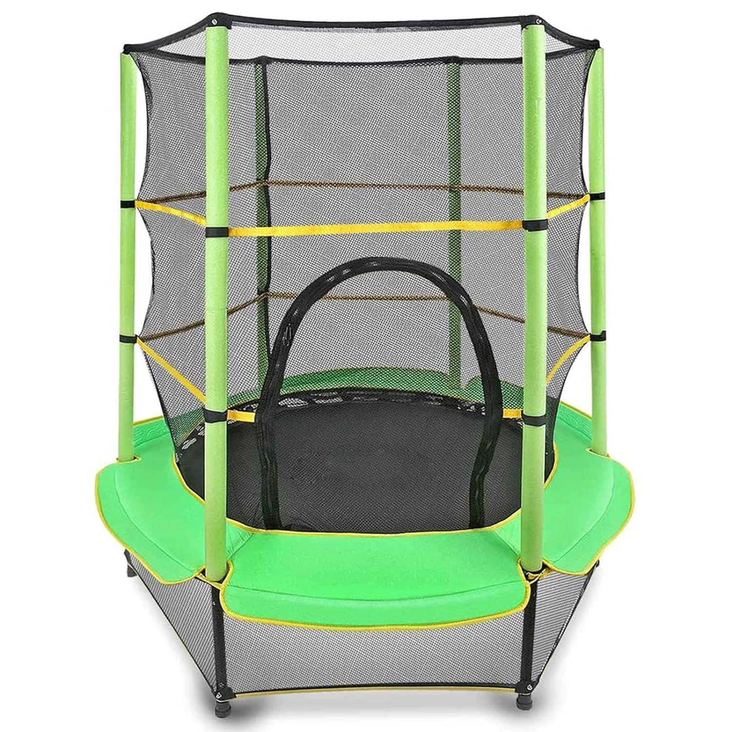 Trambulina copii, diametru 140 cm, maxim 45 kg, cu plasa de protectie, scara acces, verde MultiMark GlobalProd