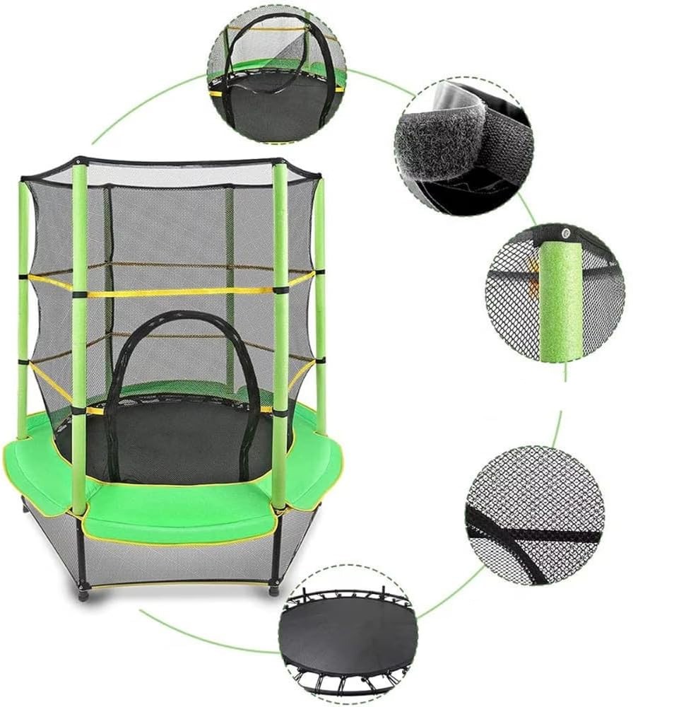 Trambulina copii, diametru 140 cm, maxim 45 kg, cu plasa de protectie, scara acces, verde MultiMark GlobalProd