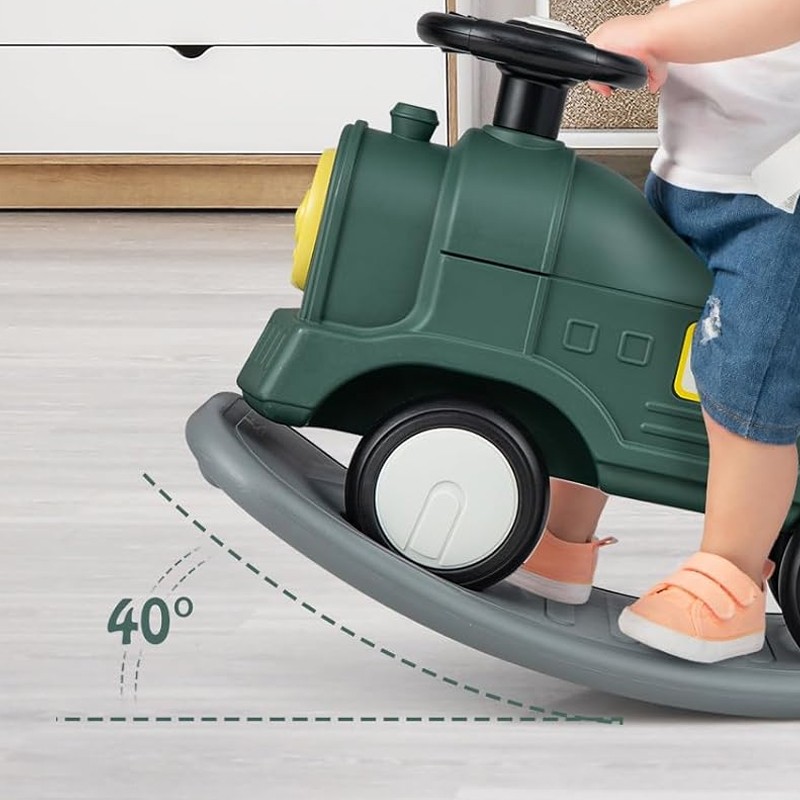 Tren balansoar 2 in 1, maxim 25 kg, volan, unghi balans 40 grade, inaltime 50 cm, verde MultiMark GlobalProd