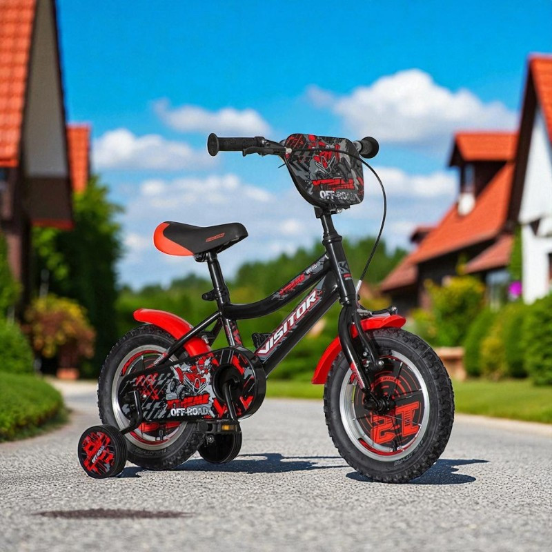 Bicicleta copii, 12 inch, roti ajutatoare, cadru otel 8 inch, roti ajutatoare, visitor xtreme kids MultiMark GlobalProd