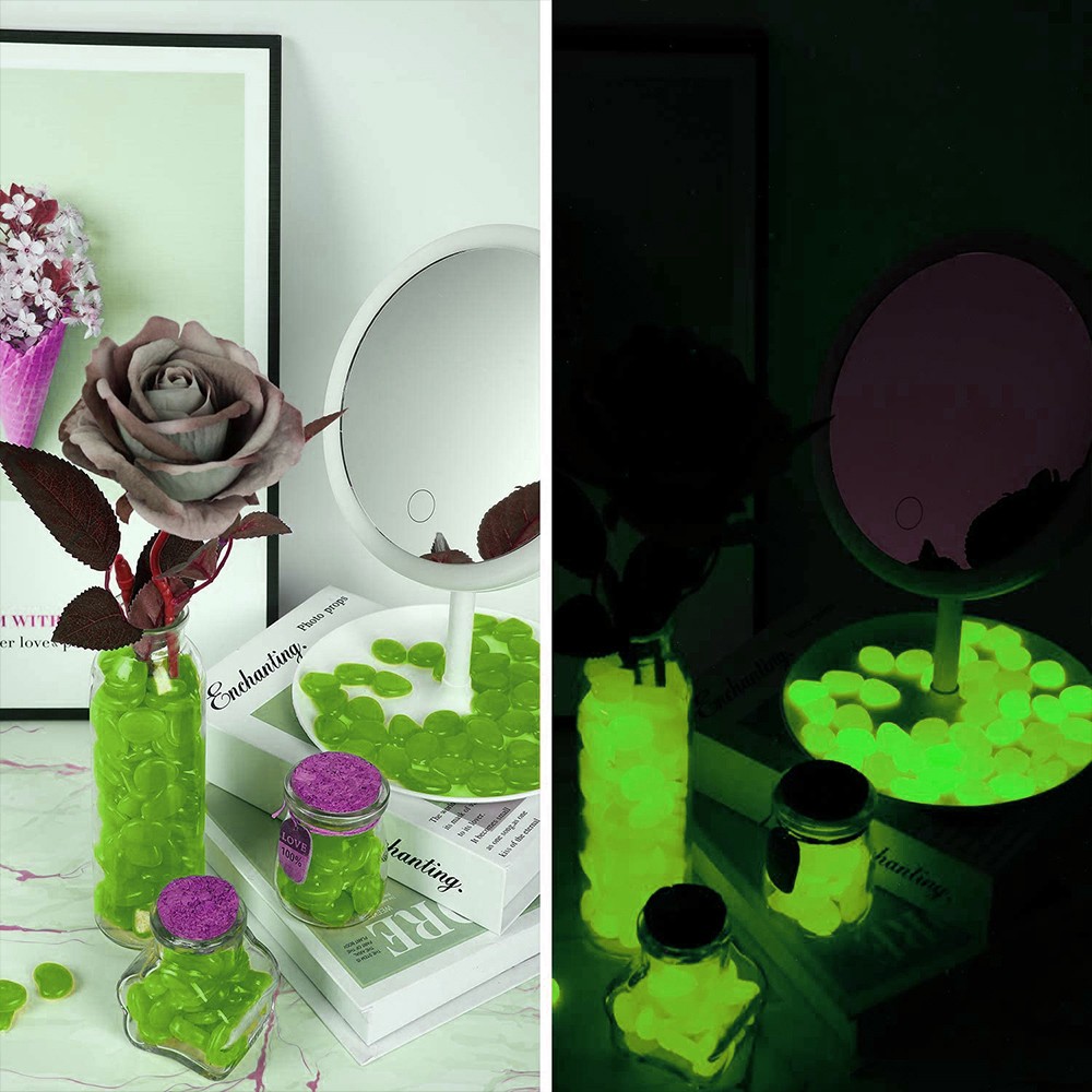 Pietricele fosforescente decorative glow verde deschis, decor exterior si interior pachet 100 grame MultiMark GlobalProd