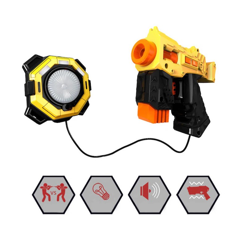 Set 2 arme de jucarie laser tag, efecte luminoase si sunete, baterii, 3 ani+ MultiMark GlobalProd