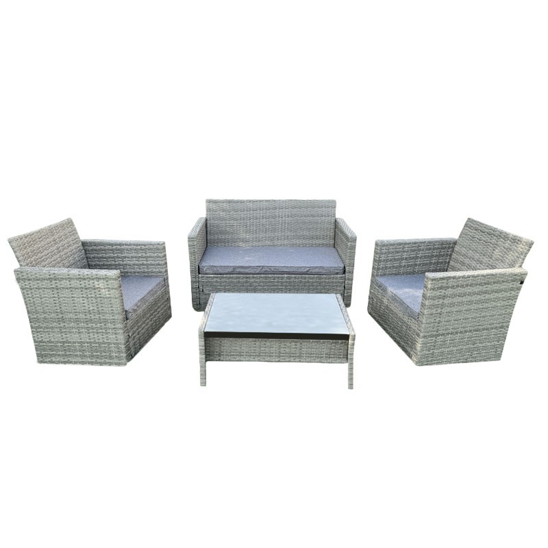 Set mobilier pentru gradina, 2 fotolii, masuta, canapea, ratan gri, perne incluse MultiMark GlobalProd