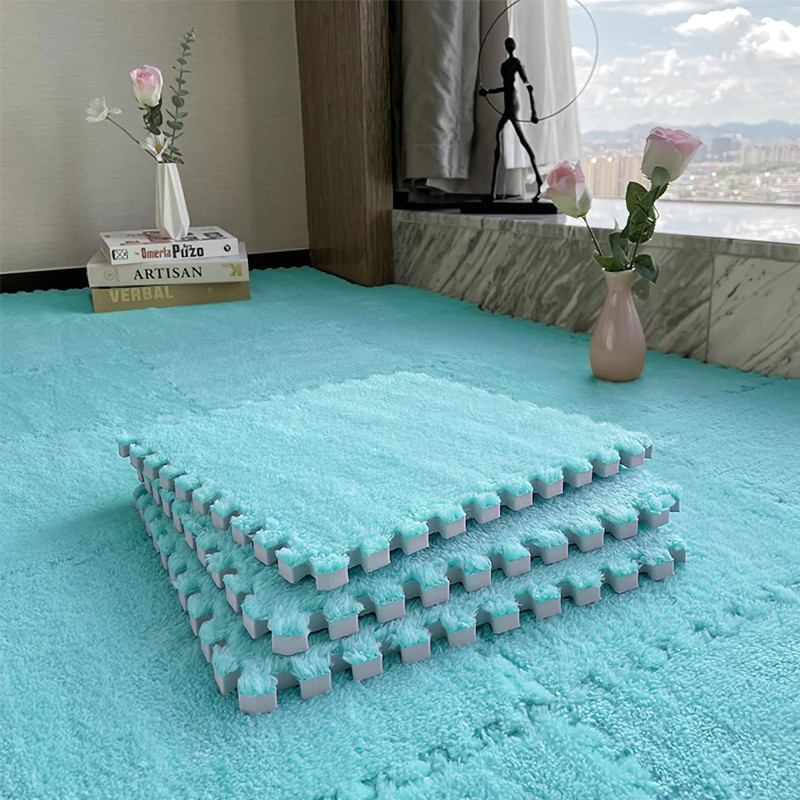 Covoras puzzle pufos, 61.5x61.5x1.7 cm, spuma eva, set 2 piese culoare dark blue MultiMark GlobalProd