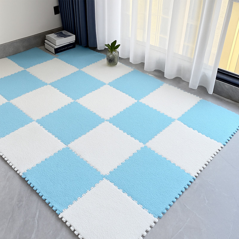 Covoras puzzle pufos, 61.5x61.5x1.7 cm, spuma eva, set 2 piese culoare dark blue MultiMark GlobalProd