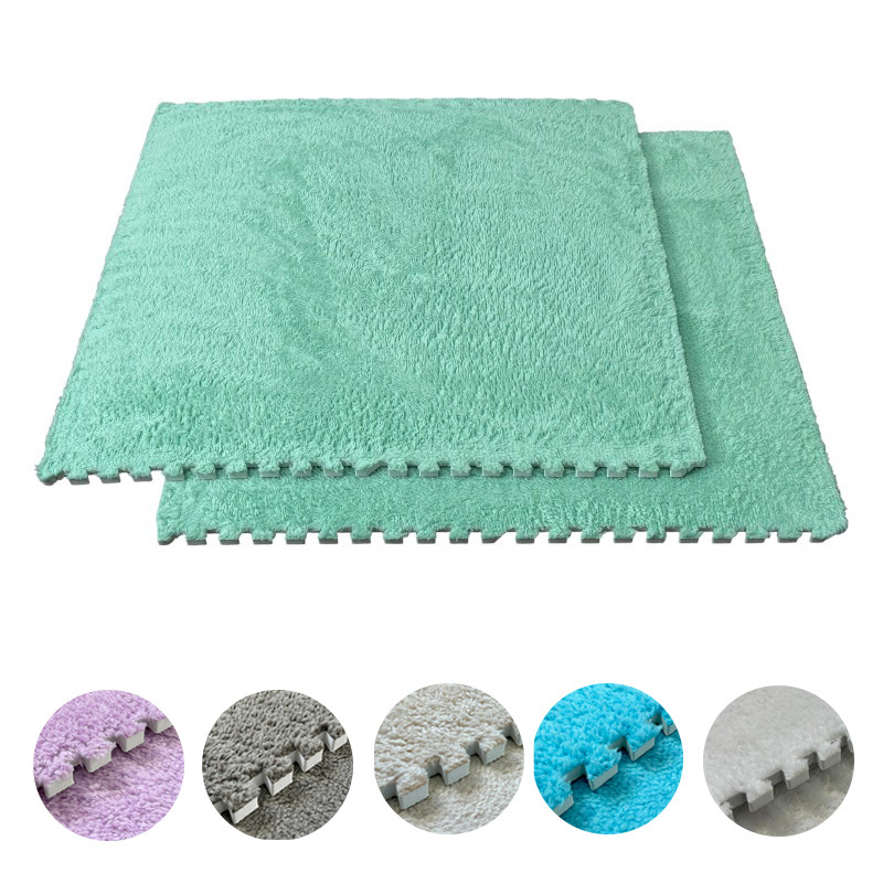 Covoras puzzle pufos, 61.5x61.5x1.7 cm, spuma eva, set 2 piese culoare dark blue MultiMark GlobalProd