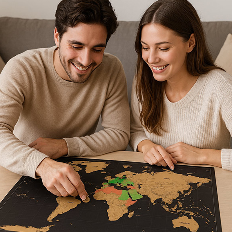 Harta razuibila a lumii, rigla cu lupa, sickere, ace atasare foto, 82.5 x 59.4 cm MultiMark GlobalProd