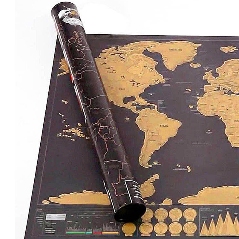 Harta razuibila a lumii, rigla cu lupa, sickere, ace atasare foto, 82.5 x 59.4 cm MultiMark GlobalProd