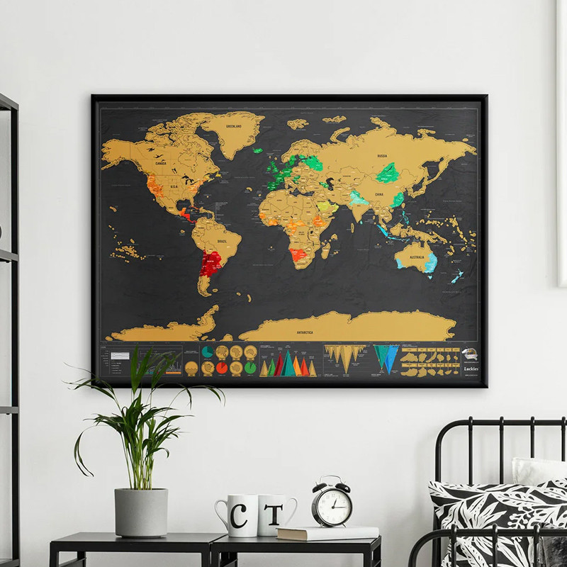 Harta razuibila a lumii, rigla cu lupa, sickere, ace atasare foto, 82.5 x 59.4 cm MultiMark GlobalProd