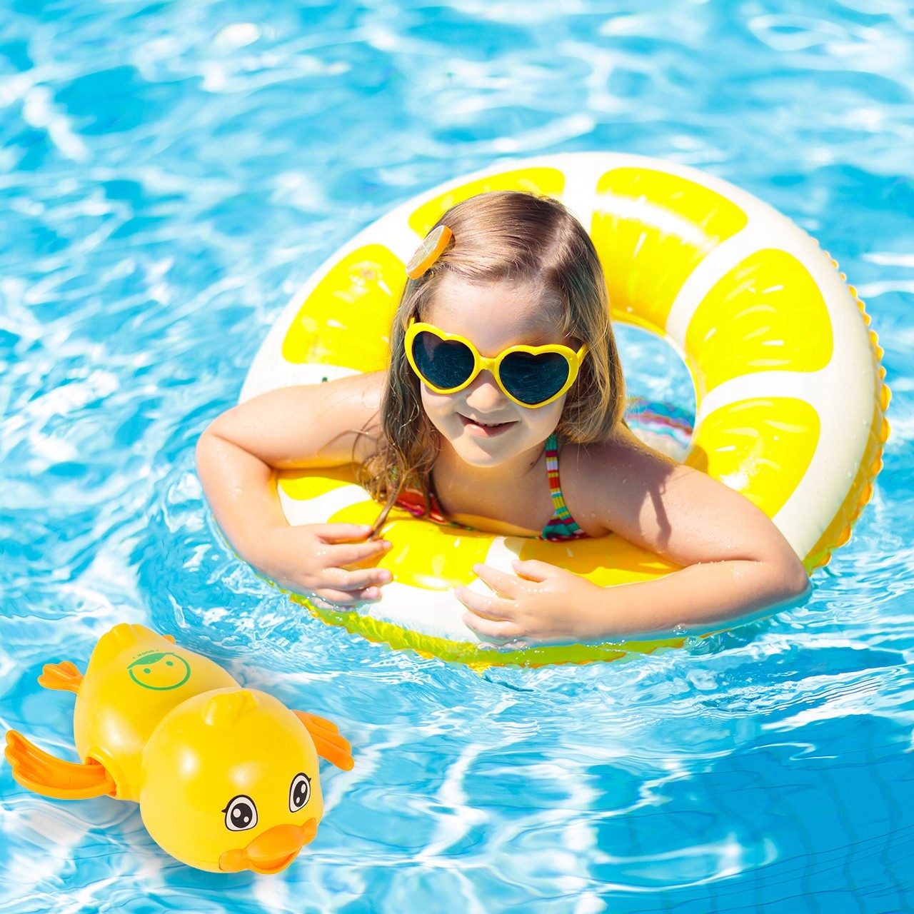 Jucarie de baie ratusca plutitoare, cheita pentru inot, 12.5x10x5.5 cm MultiMark GlobalProd