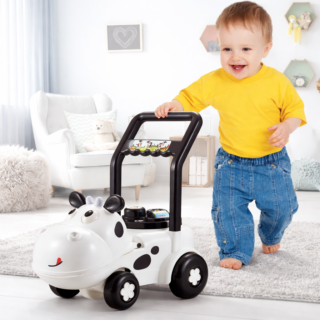 Jucarie de impins, premergator vacuta, platforma interactiva, 47x30x47 cm MultiMark GlobalProd