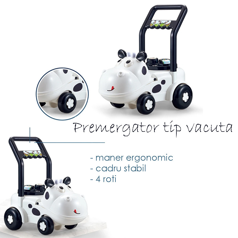 Jucarie de impins, premergator vacuta, platforma interactiva, 47x30x47 cm MultiMark GlobalProd