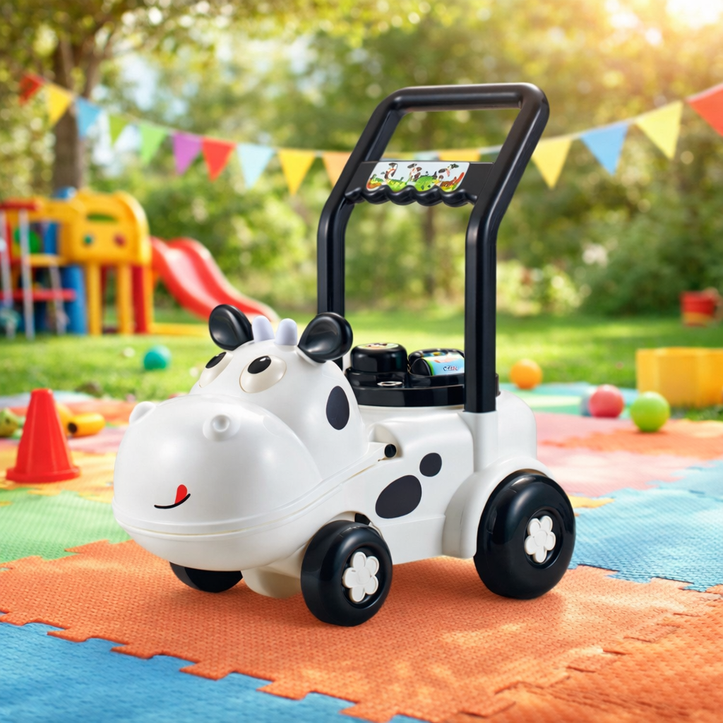 Jucarie de impins, premergator vacuta, platforma interactiva, 47x30x47 cm MultiMark GlobalProd