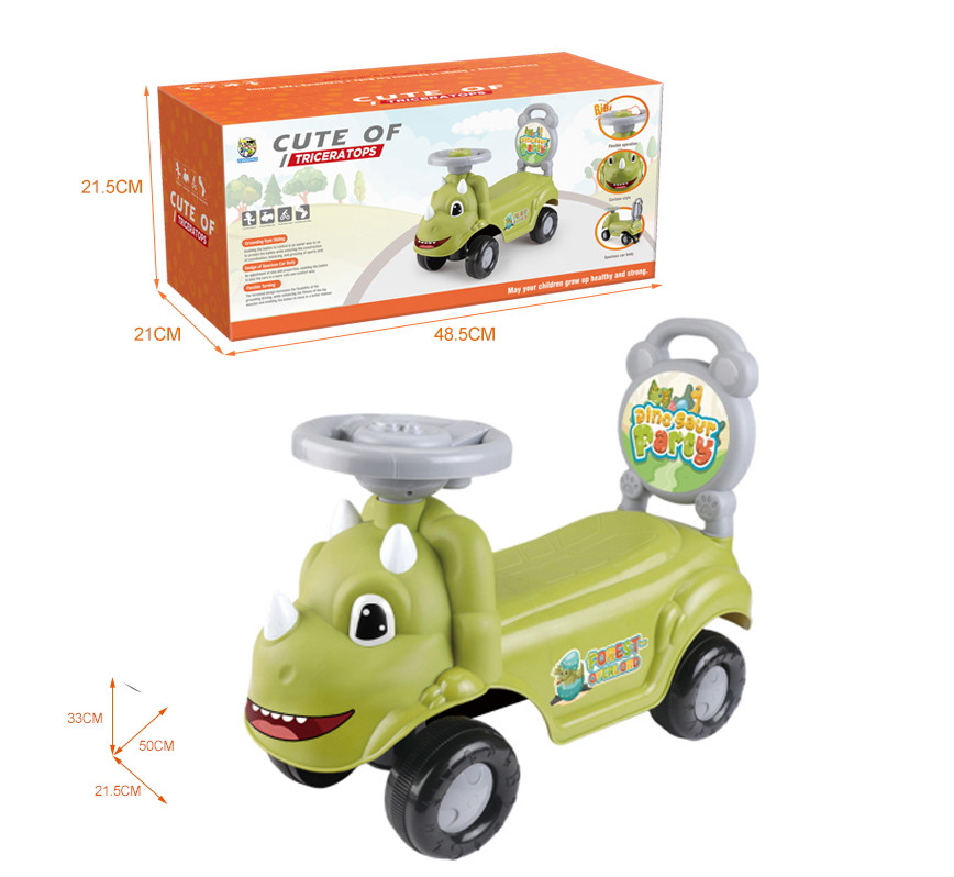 Masinuta fara pedale, model dinozaur, volan muzical, 50x21.5x33 cm, verde MultiMark GlobalProd