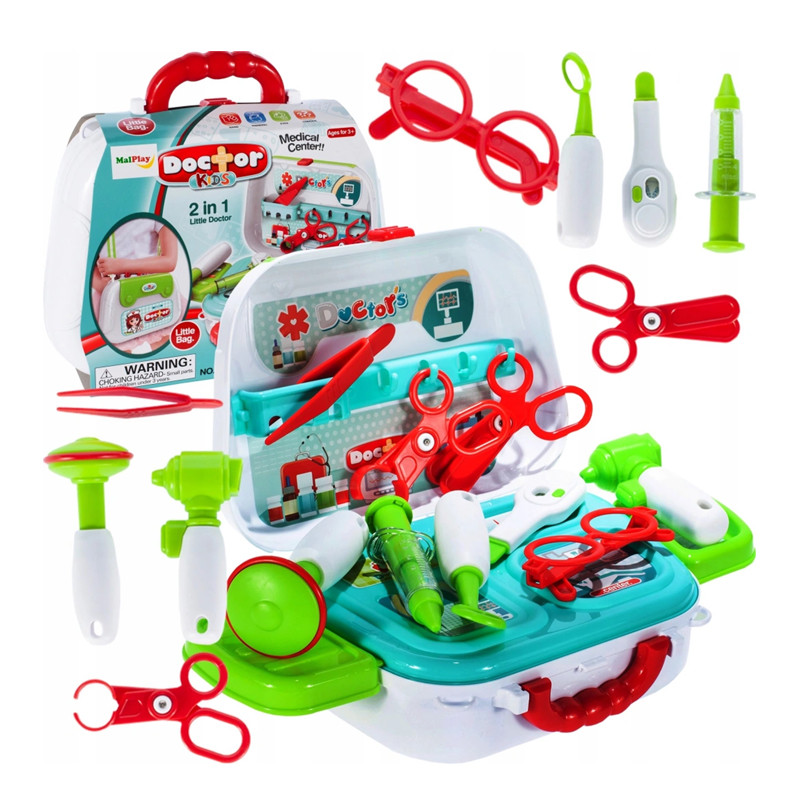 Trusa de doctor pentru copii, valiza cu 12 accesorii, maner si curea transport, 25x9x17 cm MultiMark GlobalProd