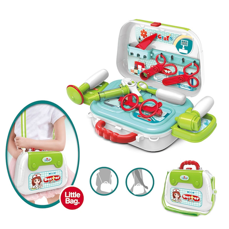 Trusa de doctor pentru copii, valiza cu 12 accesorii, maner si curea transport, 25x9x17 cm MultiMark GlobalProd
