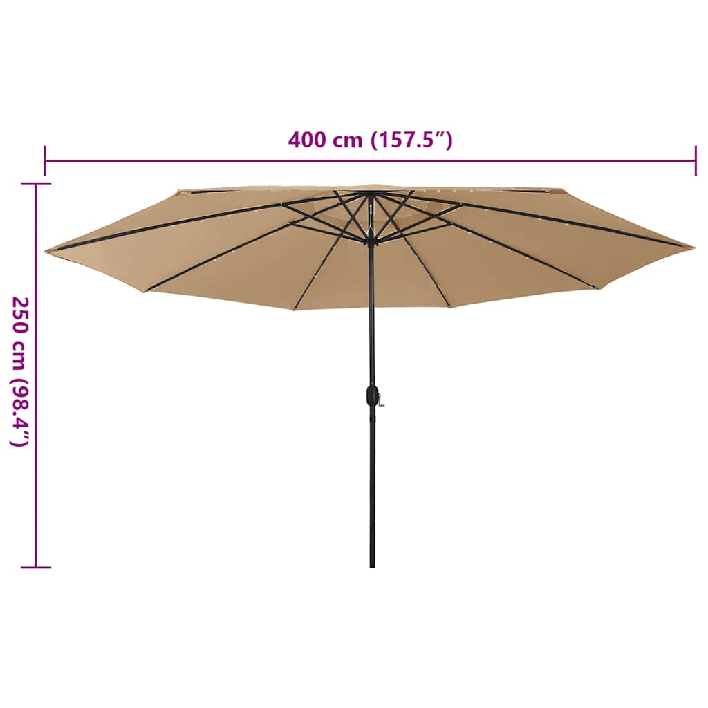 Umbrelă soare de grădină cu LED-uri, taupe, 400 cm GartenMobel Dekor