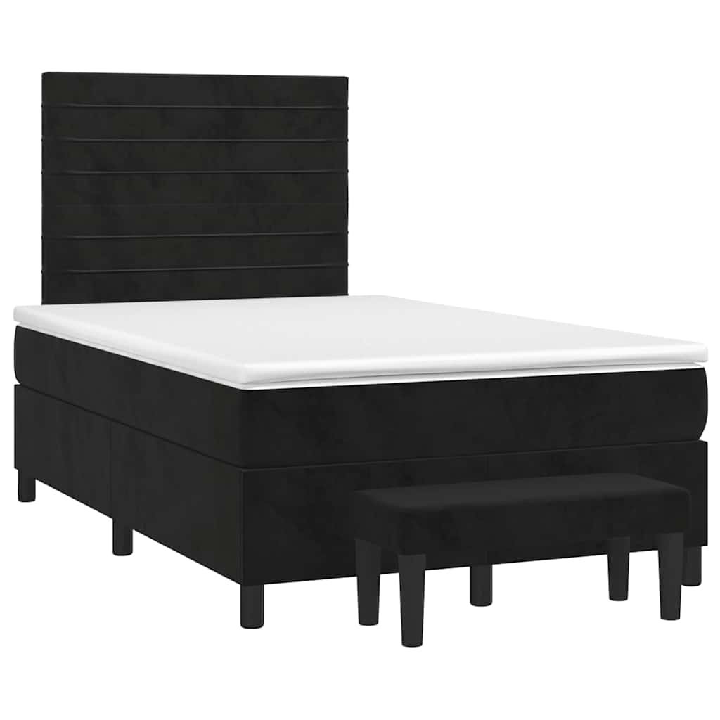 Pat box spring cu saltea, negru, 120x190 cm, catifea GartenMobel Dekor