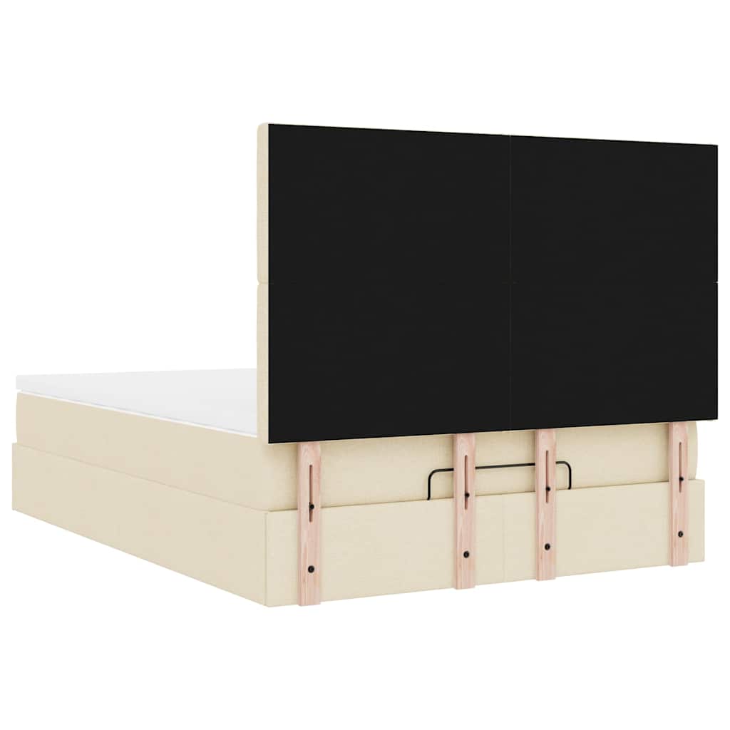 Cadru de pat otoman cu saltea crem 140x190cm stofa GartenMobel Dekor