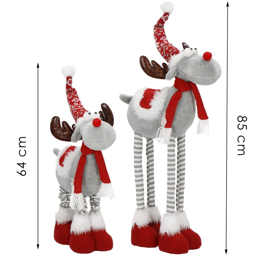 Figurina Craciun, Ren, picioare telescopice, iluminare LED, inaltime reglabila 64-85cm Household NewTrend