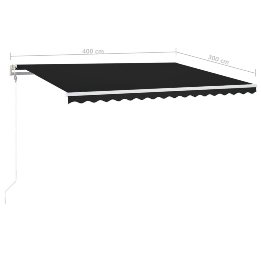 Copertină automată cu senzor vânt & LED, antracit, 400x300 cm GartenMobel Dekor