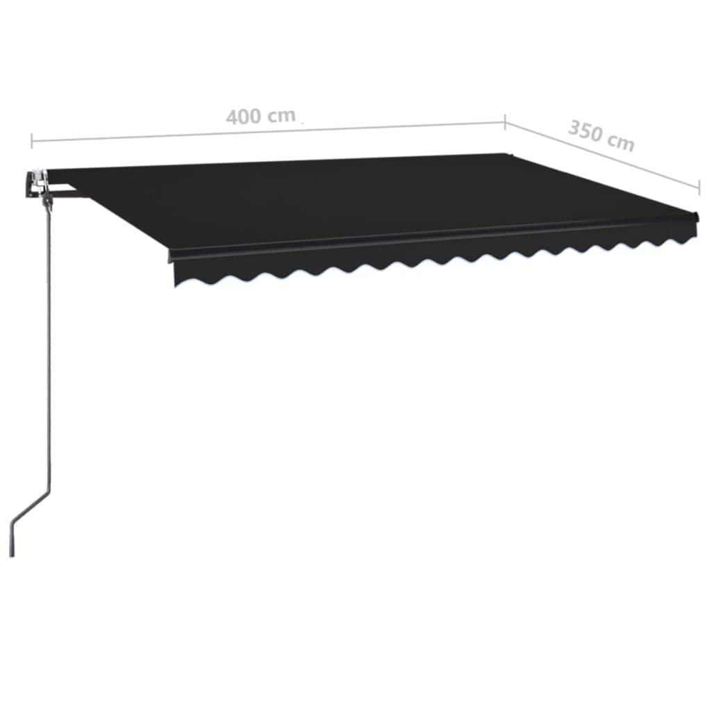 Copertină automată cu senzor vânt & LED, antracit, 400x350 cm GartenMobel Dekor