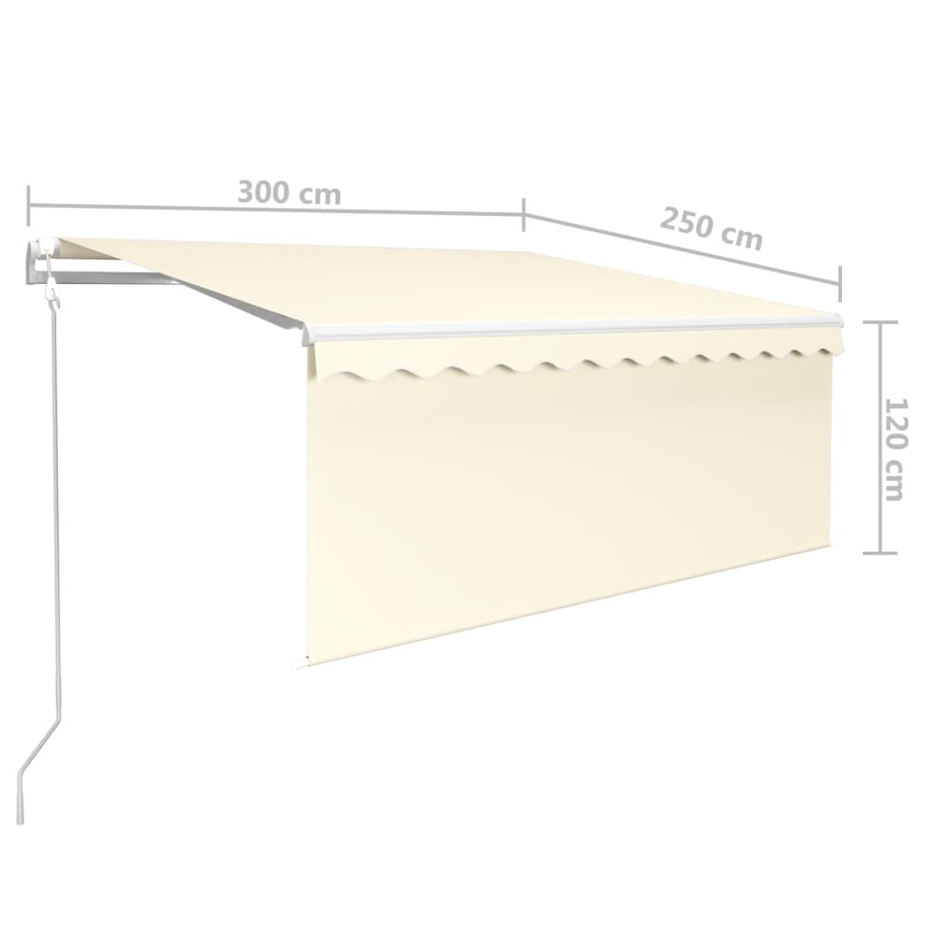 Copertină automată cu stor & senzor vânt & LED, crem, 3x2,5 m GartenMobel Dekor