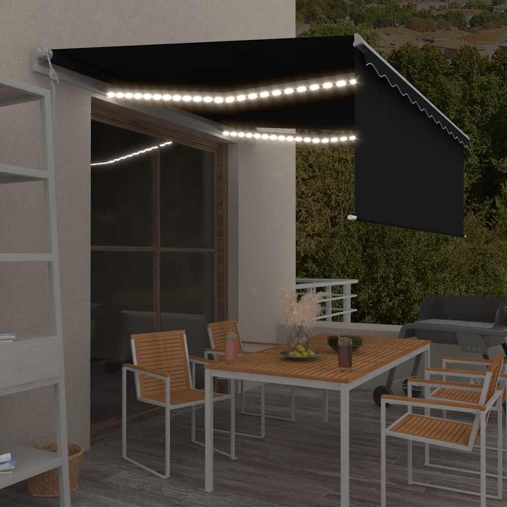 Copertină automată cu stor&senzor vânt&LED, antracit, 4,5x3 m GartenMobel Dekor