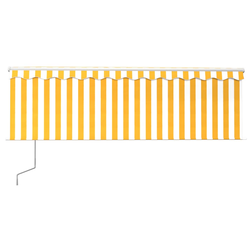 Copertină automată cu stor&senzor vânt&LED, galben&alb, 4x3 m GartenMobel Dekor