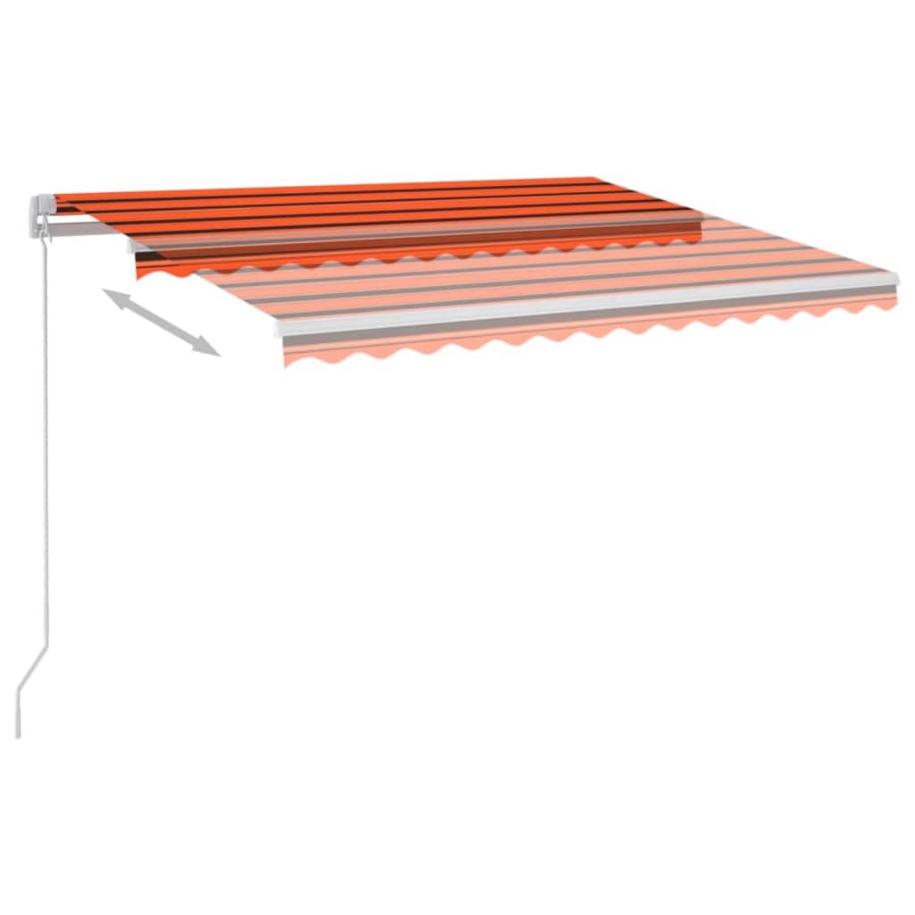 Copertină retractabilă manual LED, portocaliu/maro, 350x250 cm GartenMobel Dekor